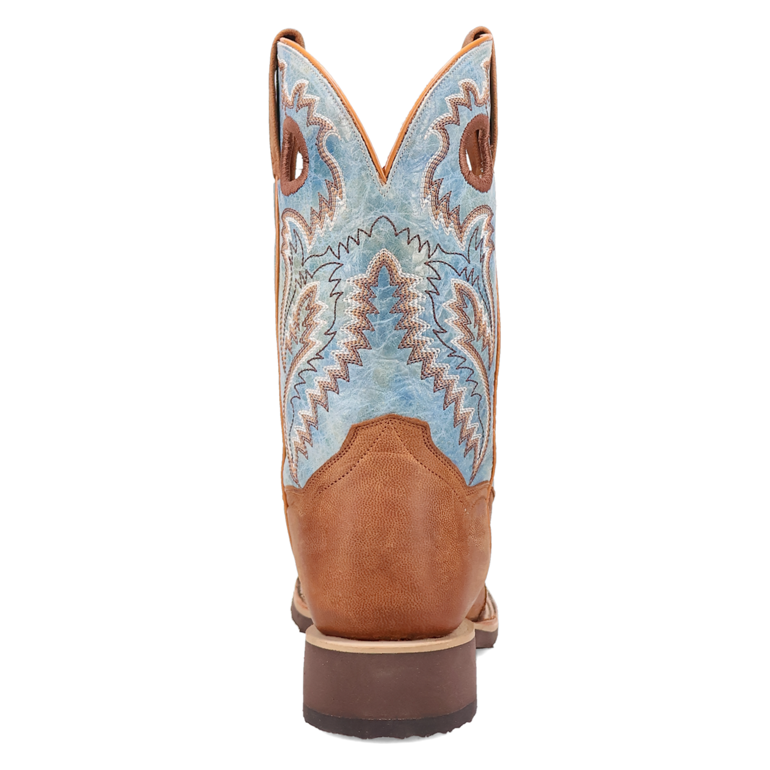 Dan Post DP6060 11" Martel Brown & Blue Full Quill Ostrich Wide Square Toe Boot With Saddle Vamp *Closeout*