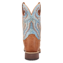 Dan Post DP6060 11" Martel Brown & Blue Full Quill Ostrich Wide Square Toe Boot With Saddle Vamp *Closeout*