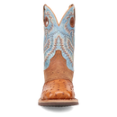 Dan Post DP6060 11" Martel Brown & Blue Full Quill Ostrich Wide Square Toe Boot With Saddle Vamp *Closeout*