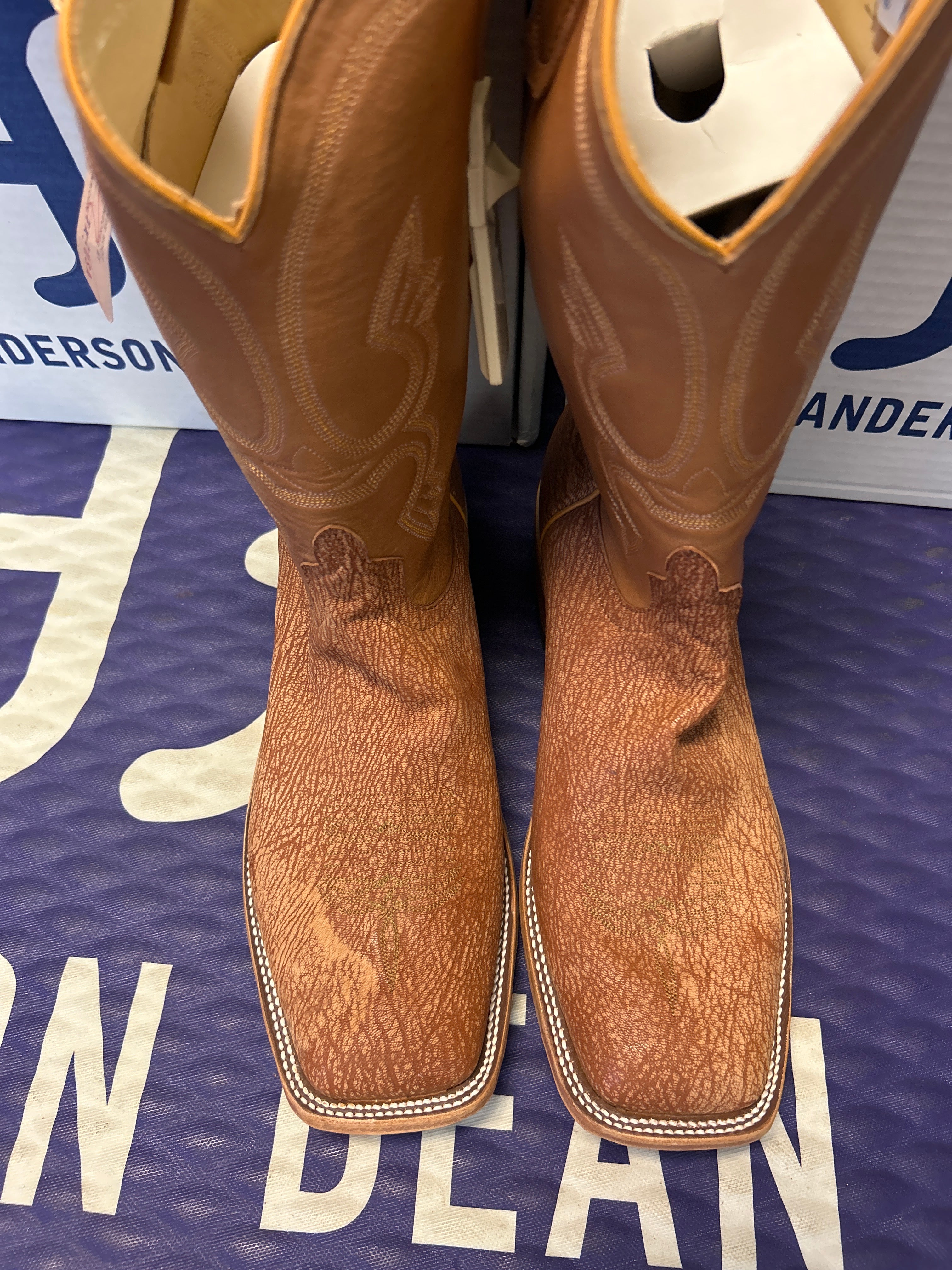 Men's Anderson Bean 12 Inch Shaft Peanut Poseidon Goat Wide Square Toe Boots
