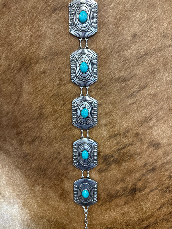 Turquoise And Silver Concho Belt