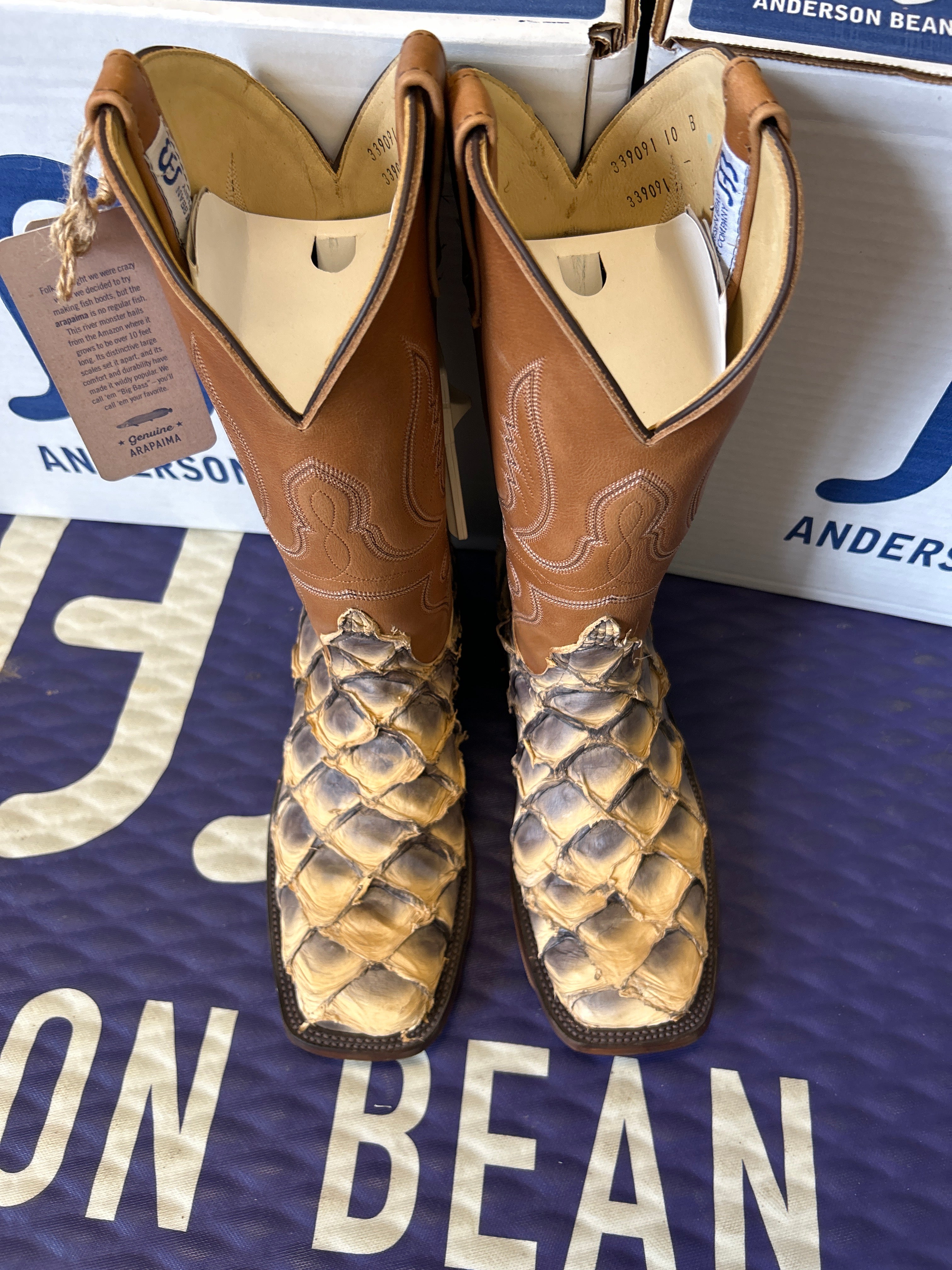 Men's Anderson Bean 12 Inch Shaft Tan Lines Big Bass Wide Square Toe Boots