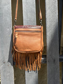 Top Notch Accessories 3002BR Brown Tooled Leather Crossbody Purse