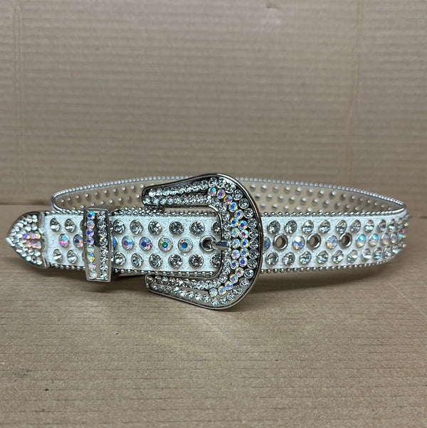 Top Notch Accessories Women's White Bling Belt