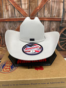 American Hat Company felt hat in silver sand, front view.