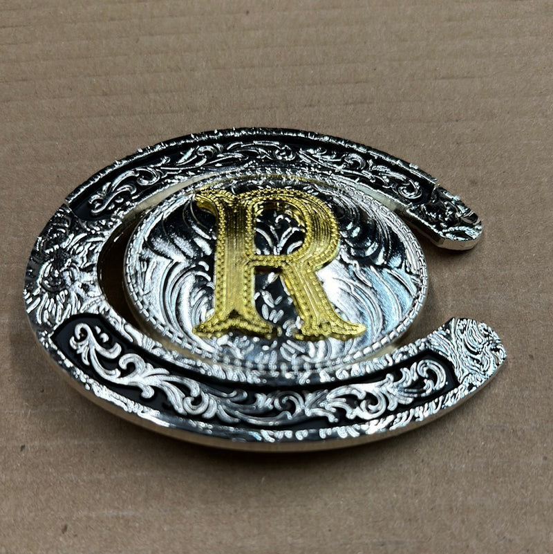 Top Notch Accessories Oval Horseshoe Initial Buckle