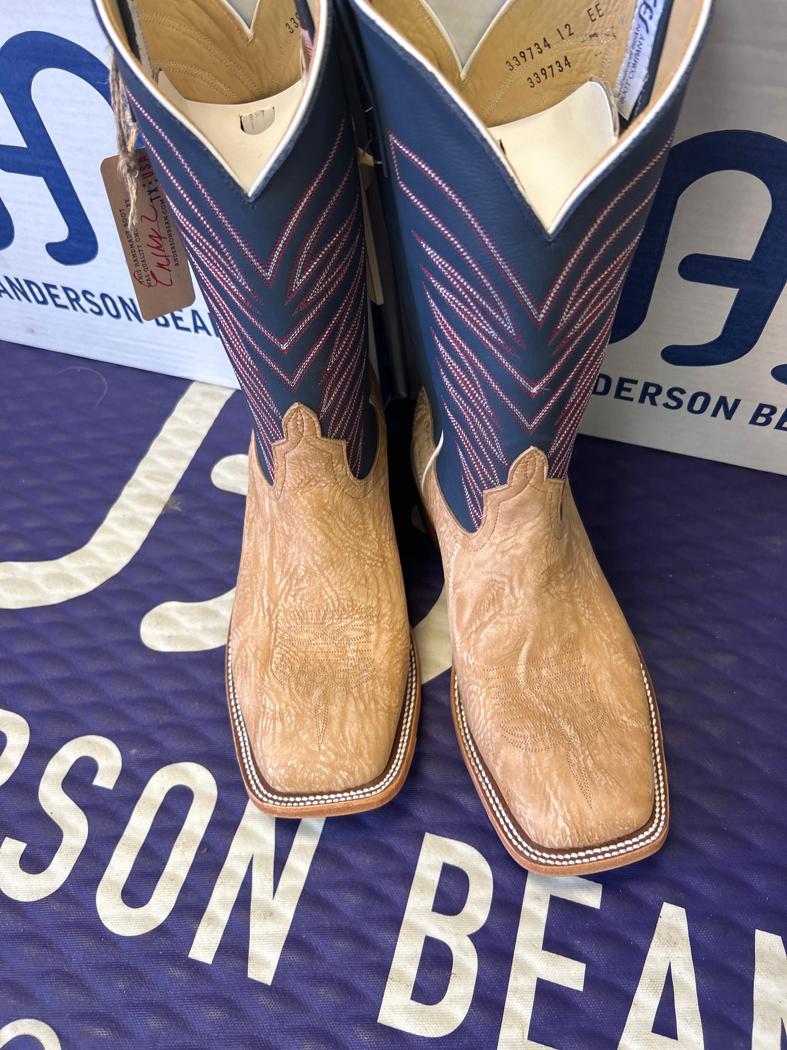 Men's Anderson Bean 12 Inch Shaft Tan Washed Bull Shoulder Boots