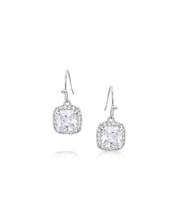 Earrings featuring cubic zirconia center stone with a French wire hook. 