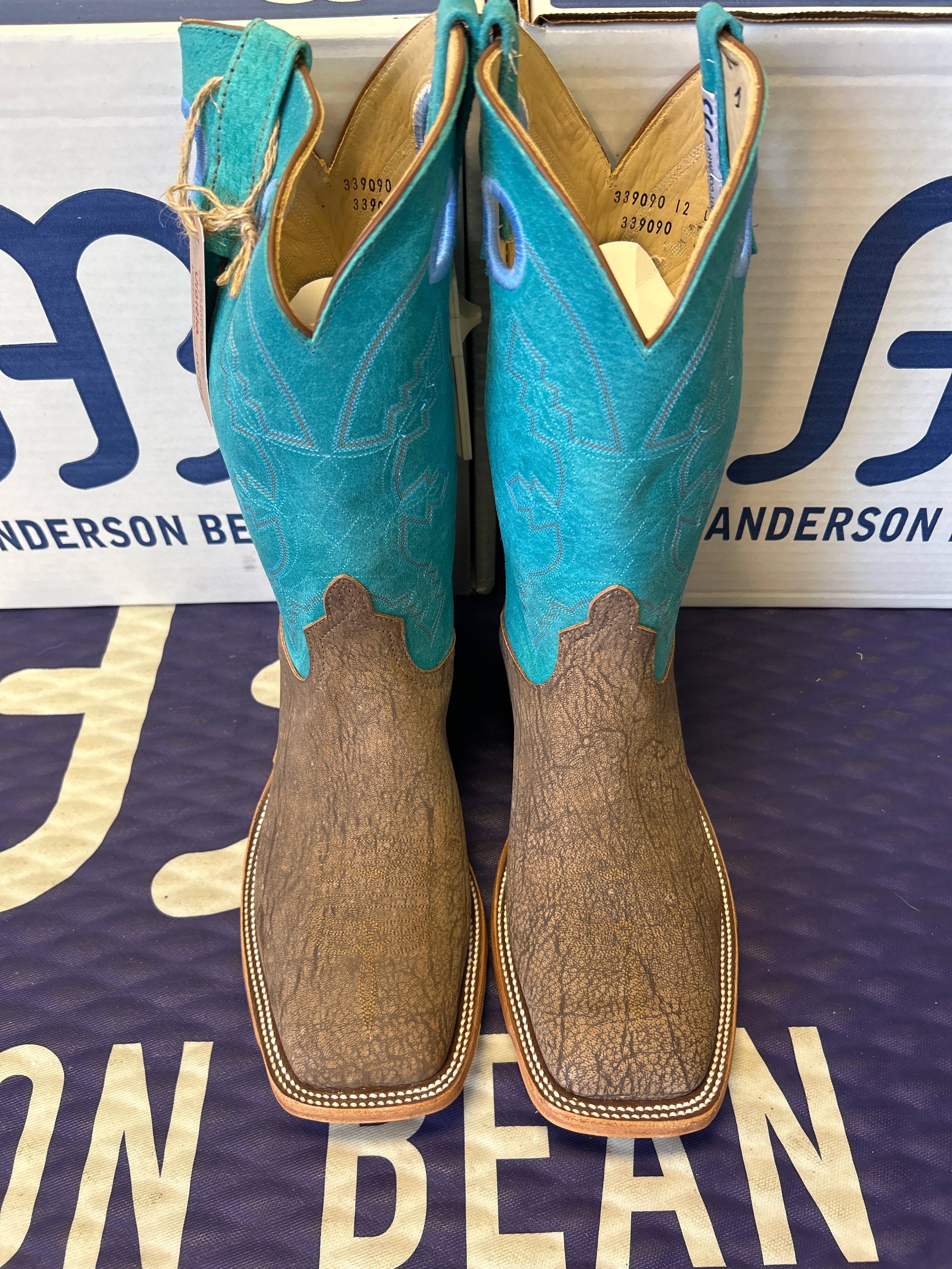 Men's Anderson Bean 12 Inch Shaft Eastwood Camel Wide Square Toe Boots