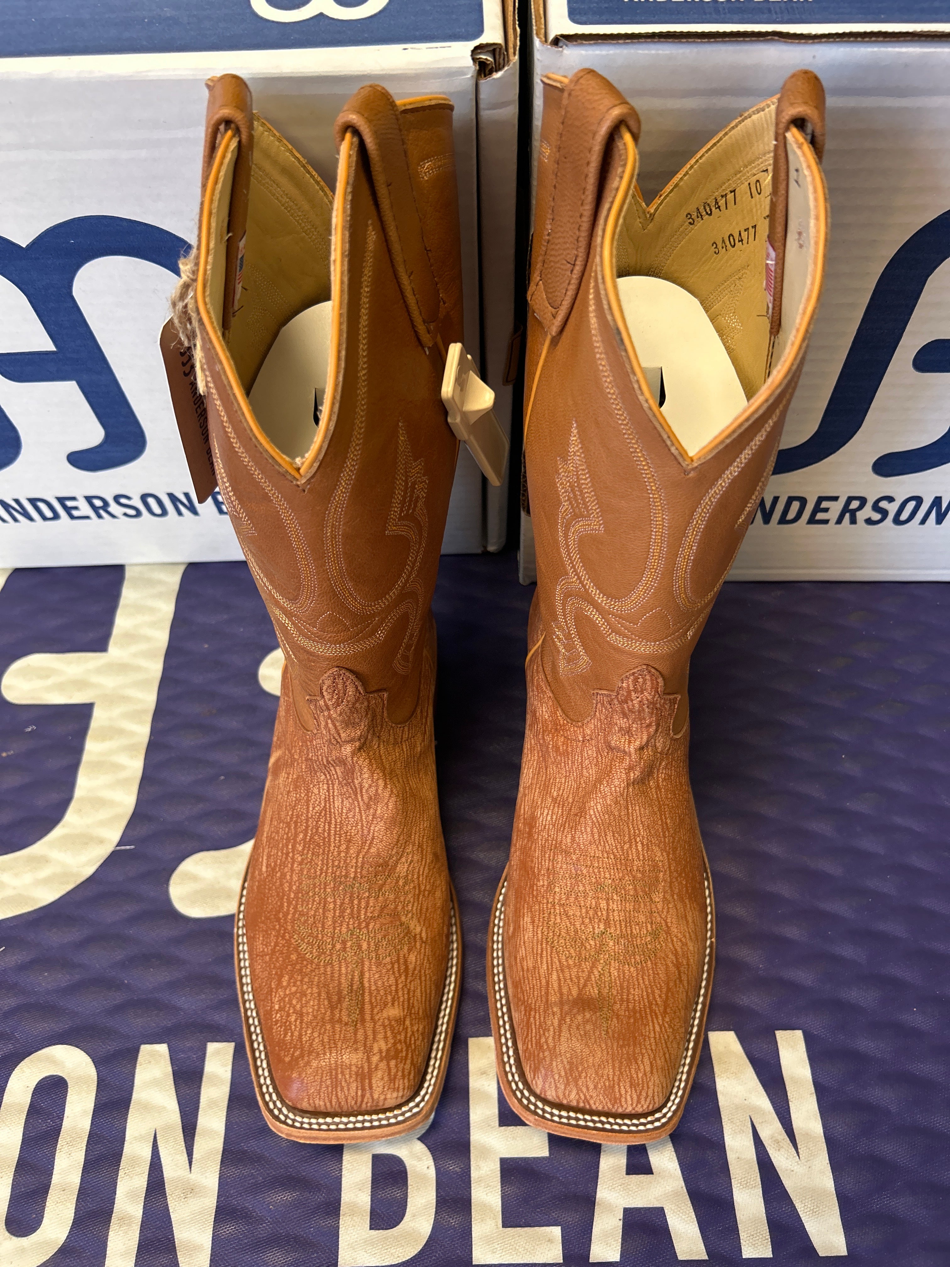 Men's Anderson Bean 12 Inch Shaft Peanut Poseidon Goat Wide Square Toe Boots