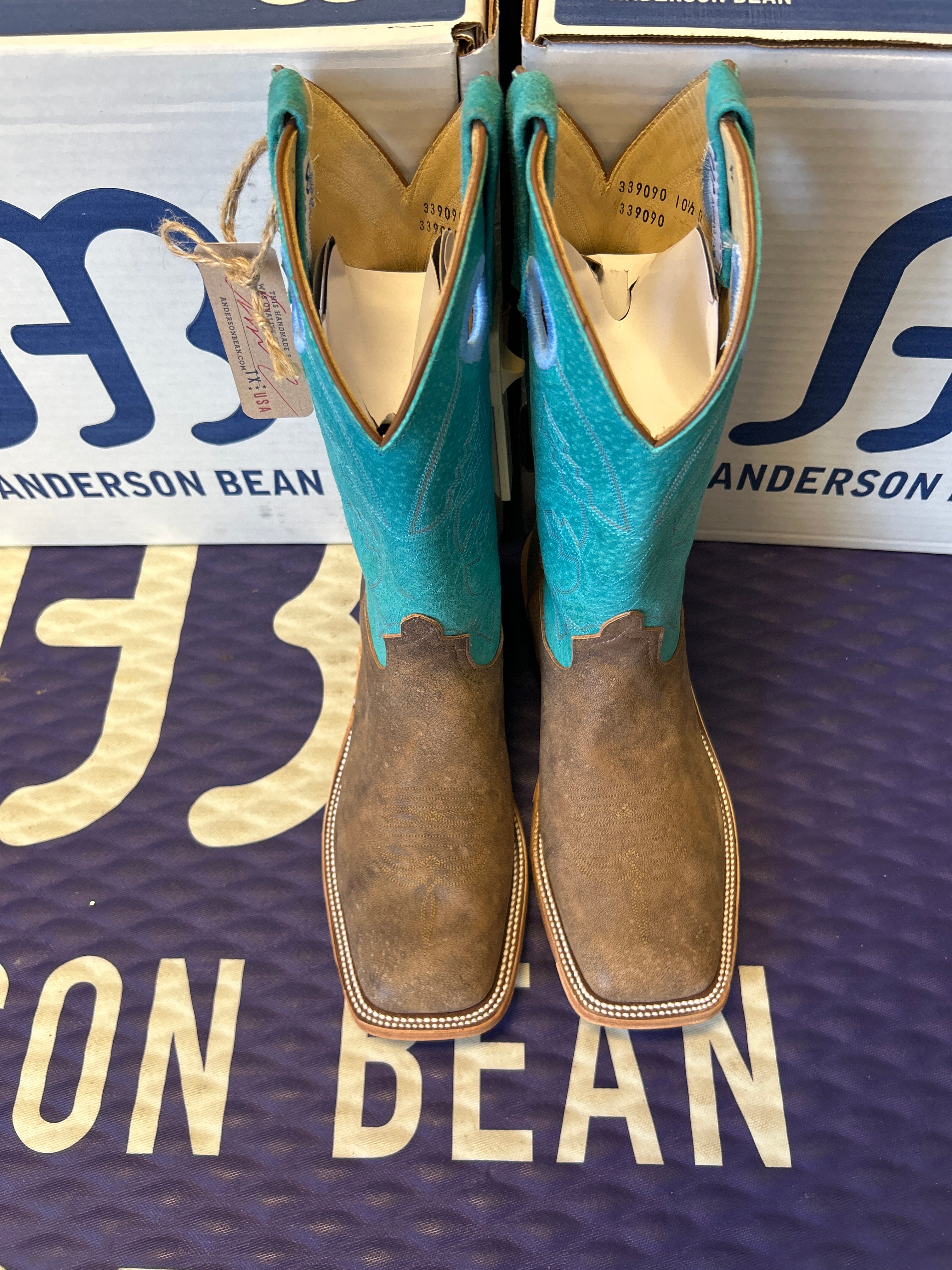 Men's Anderson Bean 12 Inch Shaft Eastwood Camel Wide Square Toe Boots