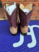 Men's Anderson Bean square toe Mad Cat Goat boots with a Glove Burgundy shaft.  Rear View