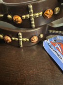 Close up of decorative accent cross on Women's spur.