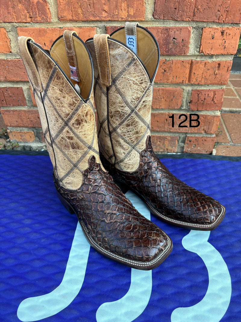 Anderson Bean 6888L 12" Brown Big Bass Square Toe Boots *Closeout*