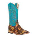Men's Horse Power HP8052 13-inch turquoise shaft patchwork big bass boot with a square toe.