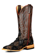 Men's Horse Power by Anderson Bean black matte and toasted big bass patchwork square toe cowboy boots