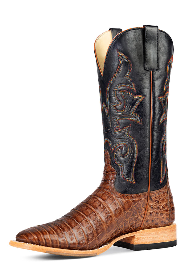 Men's Horse Power Top Hand 13 Inch Cigar Caiman Belly with Black Shaft Square Toe Boot