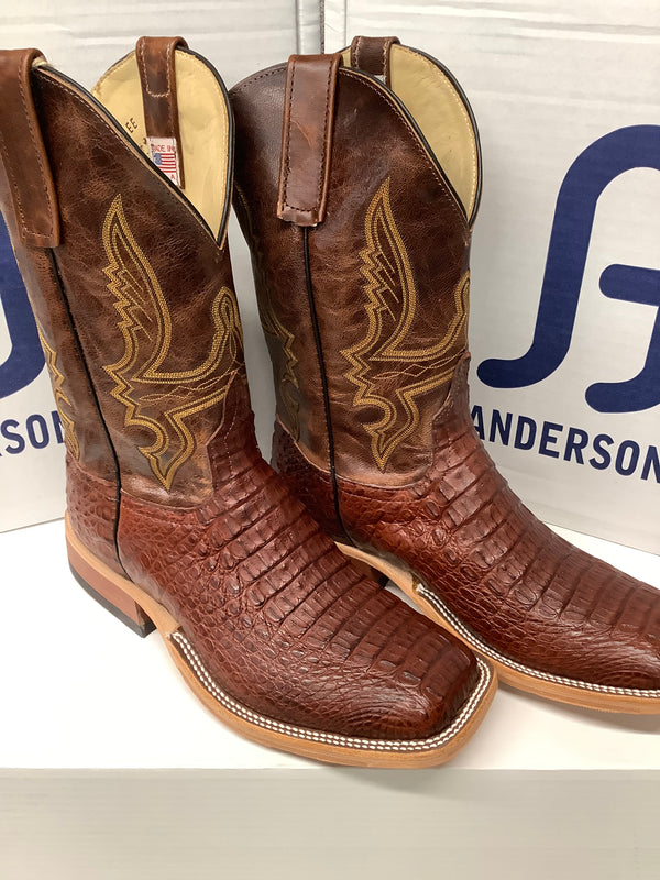 Anderson Bean 338082 11" Rust Lux Hornback Tan Caiman Wide Square Toe