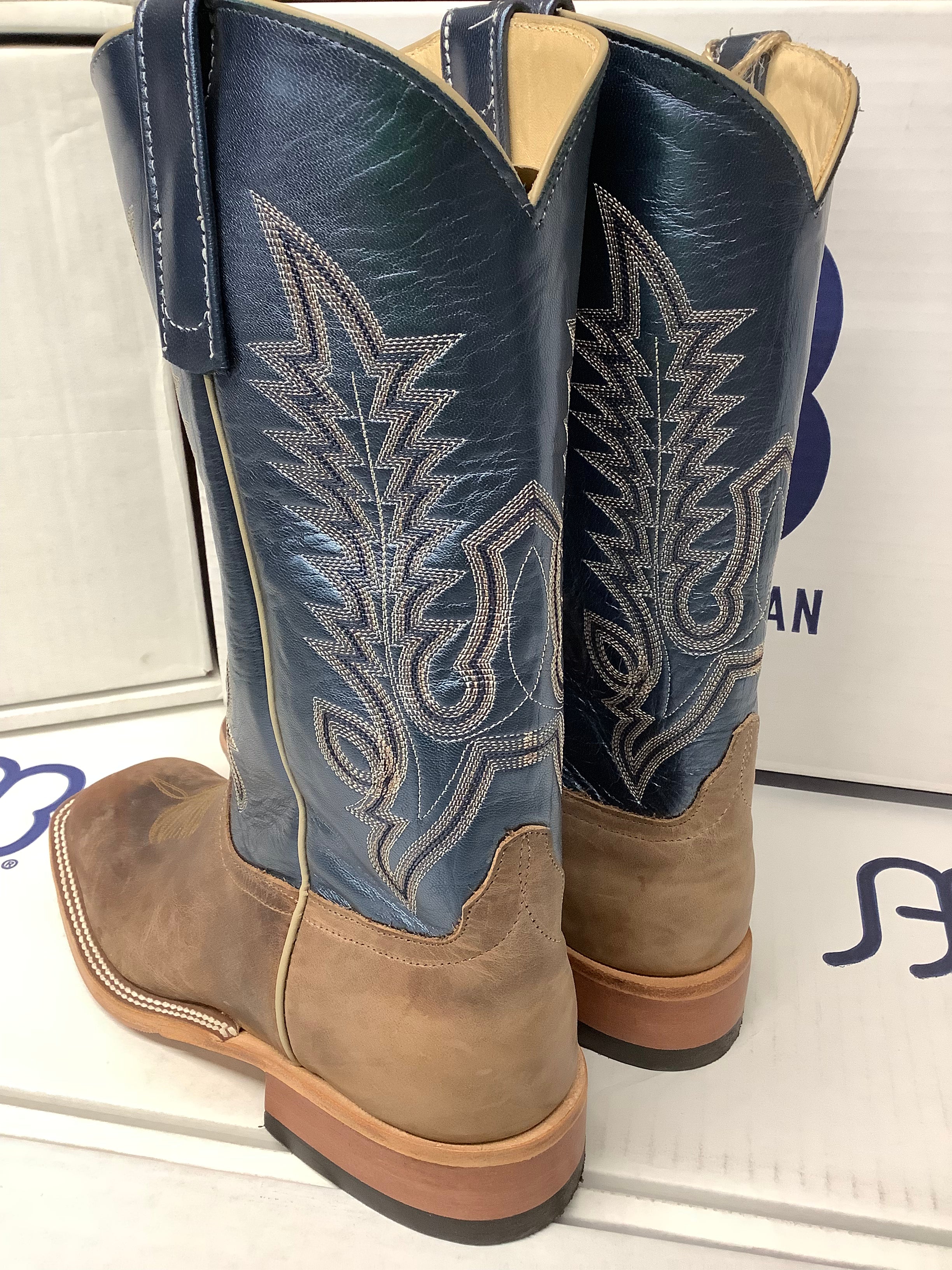 Men's Anderson Bean 12 Inch Shaft Sand Angry Elk Wide Square Toe Boots