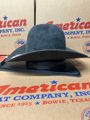 Side view American Hat Company open crown charcoal grey grizzly felt hat.