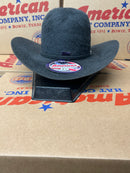 Front view open crown grey felt cowboy hat.