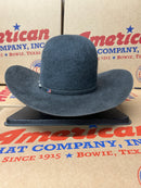 Rear view open crown charcoal grey grizzly felt cowboy hat.