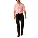 Men's Ariat Tek short sleeve Polo in Pink. Full front view
