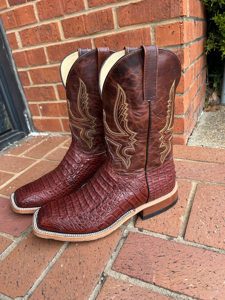 Anderson Bean 338082 11" Rust Lux Hornback Caiman Wide Square Toe Boots FINAL SALE