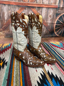 Safari 3921S Brown & Bone Overlay Snip Toe Boots  *CLOSEOUT*