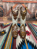 Safari 3921S Brown & Bone Overlay Snip Toe Boots  *CLOSEOUT*