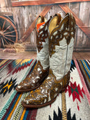 Safari 3921S Brown & Bone Overlay Snip Toe Boots  *CLOSEOUT*