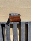 Top Notch Accessories 3065BK Black Cowhide Medium Crossbody with Fringe