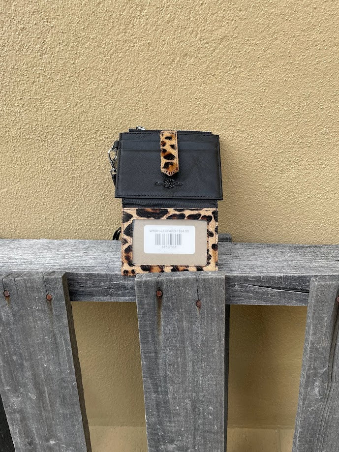 Top Notch Accessories Leopard Cowhide Keychain Wristlet Wallet