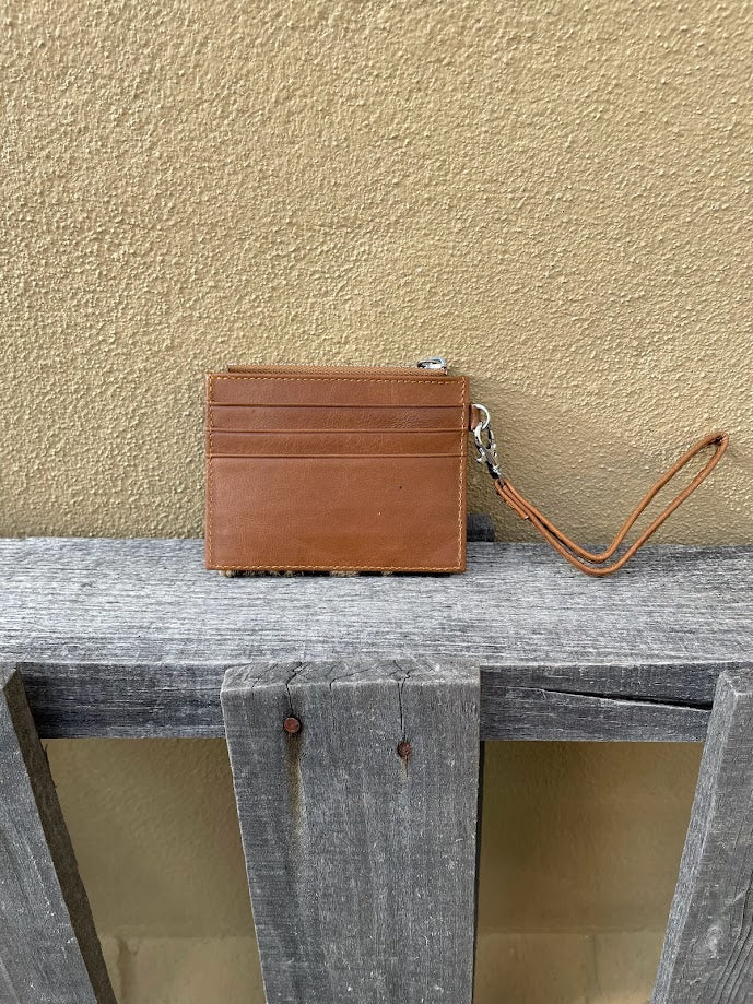 Top Notch Accessories Brown Cowhide Keychain Wristlet Wallet