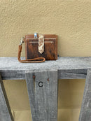 Top Notch Accessories Brown Cowhide Keychain Wristlet Wallet
