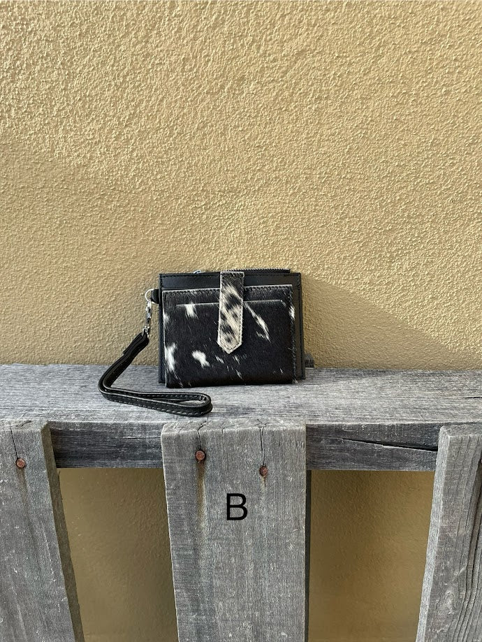 Top Notch Accessories Black Cowhide Keychain Wristlet Wallet