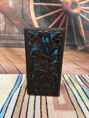 Top Notch Accessories 60107-2CF Coffee Floral Design With Turquoise Inlay Wallet