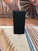Top Notch Accessories Black Pebbled Leather Tall Checkbook Wallet