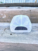 Southern Bred Apparel Co Starkville, MS white cap with black rope. 
Rear View