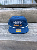 Southern Bred Apparel Co Auburn, AL navy cap with white rope. 
Front  View