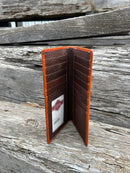 Top Notch Accessories Brown Hair-On Basketweave Leather Tall Wallet with Star Concho