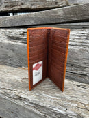 Top Notch Accessories Brown Hair-On Leather Basketweave Tall Wallet with Star Concho