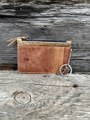 Black leather cowhide keychain wallet. Rear View