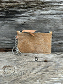 Black leather cowhide keychain wallet. Front View B