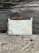 Black leather cowhide keychain wallet. Front View C