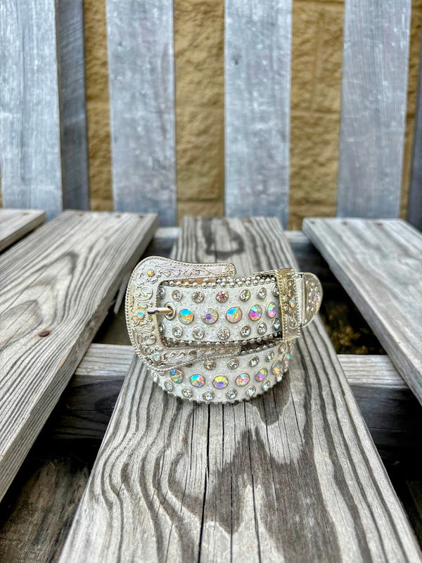 Top Notch Accessories Kids White Bling Belt