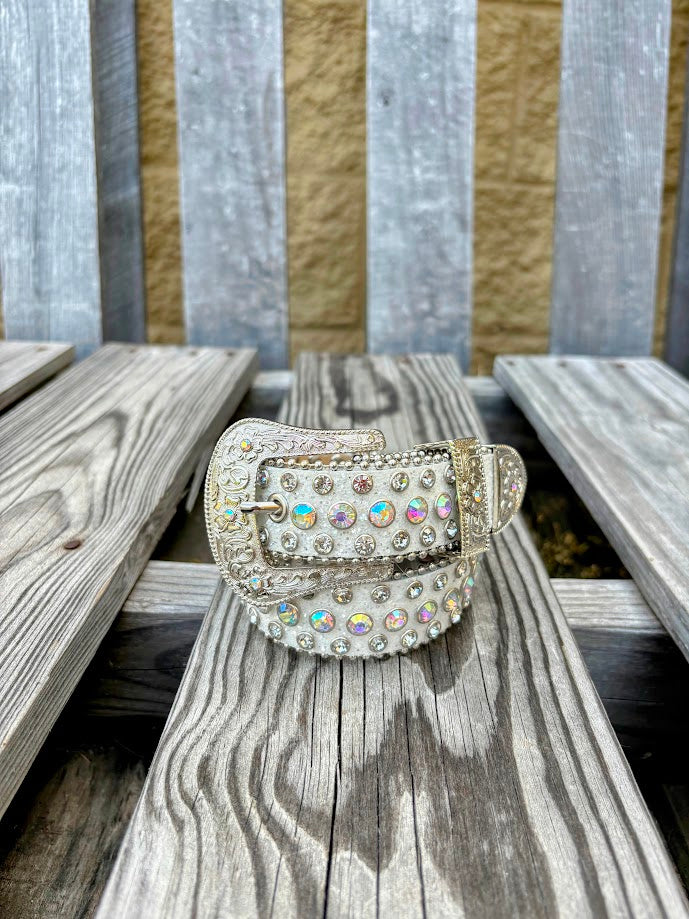 Top Notch Accessories Kids White Bling Belt