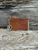 Black leather cowhide keychain wallet. Front View F