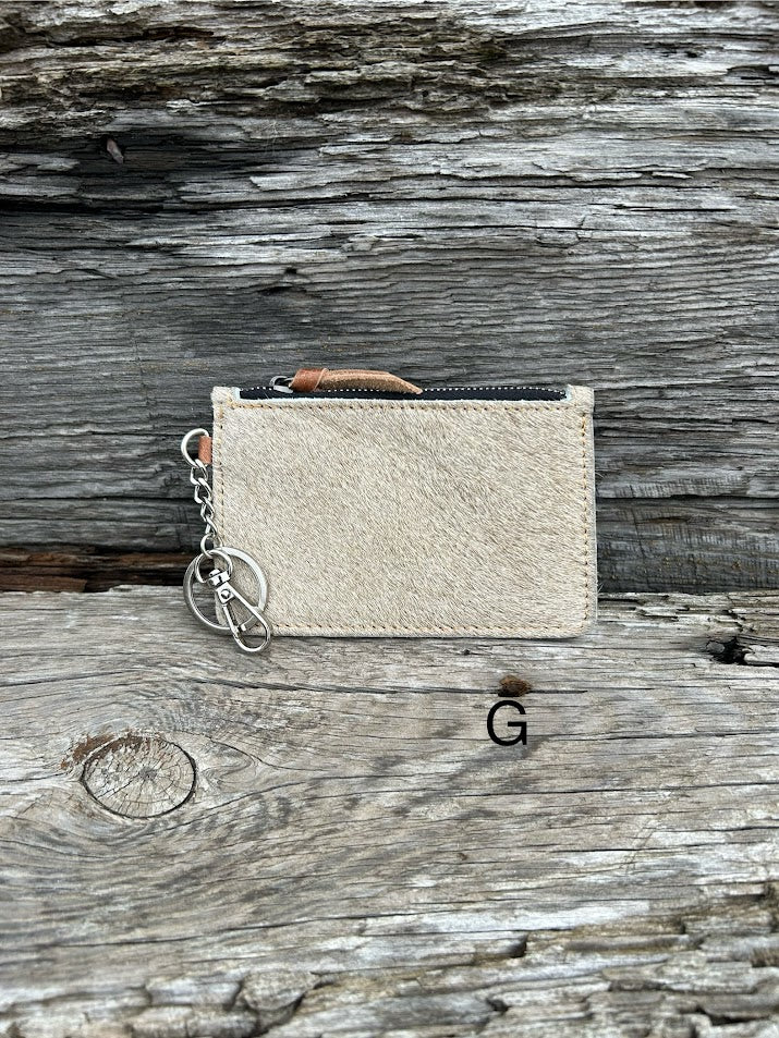 Black leather cowhide keychain wallet. Front View G