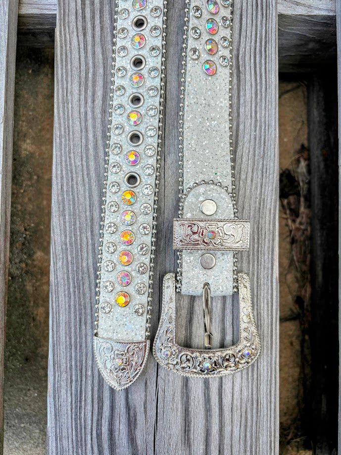 Top Notch Accessories Kids White Bling Belt